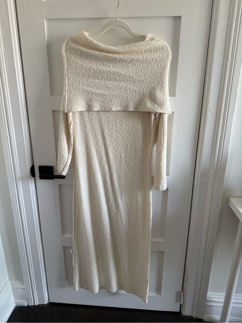 H&M Cream Off-Shoulder Knit Maxi Dress